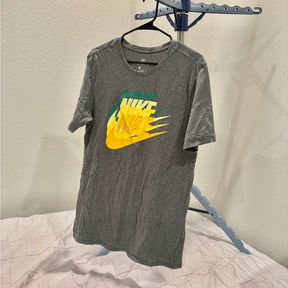 Nike Gray Tee with Yellow and Green Graphic